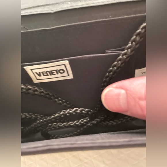 ⬇️ 26.00 ⬇️ Veneto black satin evening clutch with a satin corded strap. - Picture 4 of 6